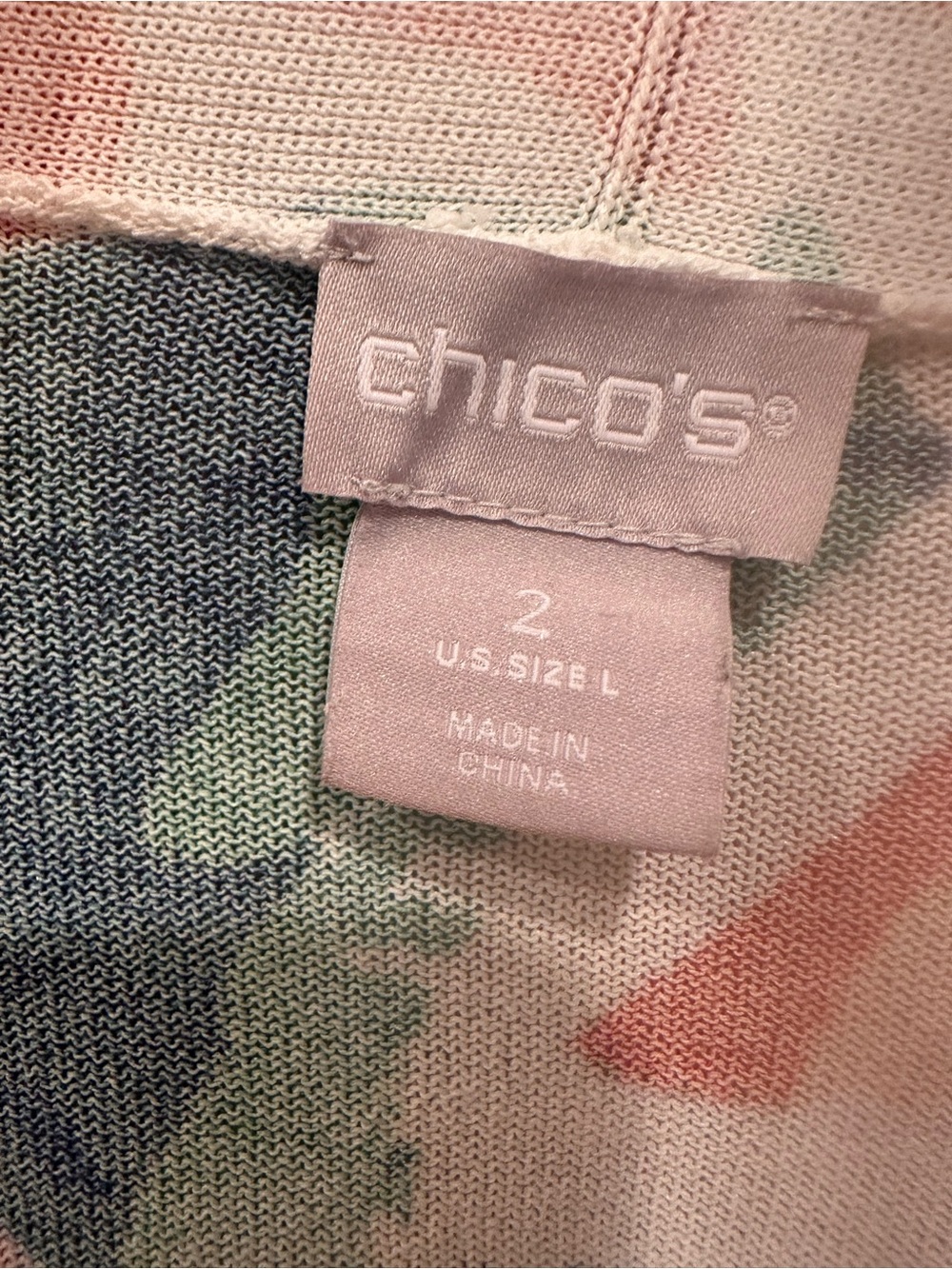 Chico's Multicolor Floral Open-Front Cardigan Lightweight Layer Summer Sz 2L - Picture 8 of 9